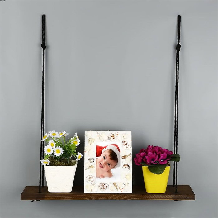 Hanah Home Estantería de pared de madera de abeto color nogal Hanah Home Estantería de pared de madera de abeto color nogal